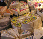 selection of cheeses in France
